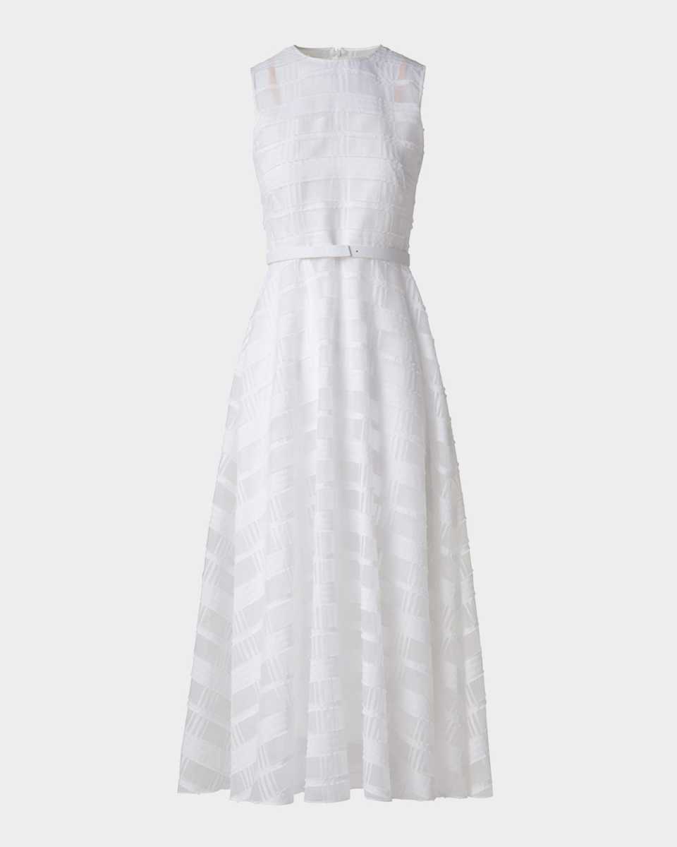 Check Silk Organza Midi Dress